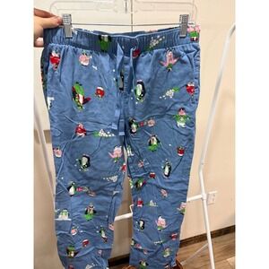 Old Navy Womens Blue Flannel Penguin Winter Print Pajama Pants Size M Holiday